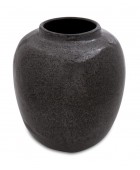 Black Metallic Glazed Earthenware Vessel