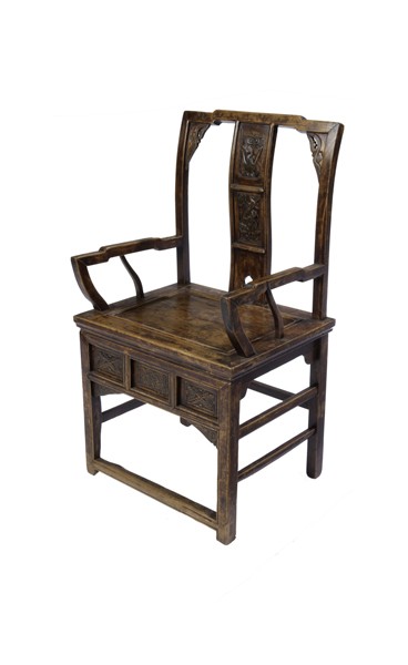 Pair of Carved Chinese Arm Chairs Pair of Carved Chinese Arm Chairs
