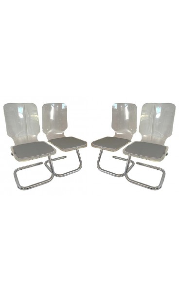 Mid-Century Modern Luigi Bardini Lucite and Chrome Dining Chairs - Set of 4 Mid-Century Modern Luigi Bardini Lucite and Chrome Dining Chairs - Set of 4