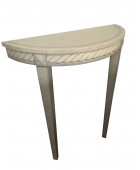 French Style - Hand Painted Trompe-l'Oeil Demilune Table