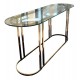 1970s Hollywood Regency Elliptical Brass Console Table