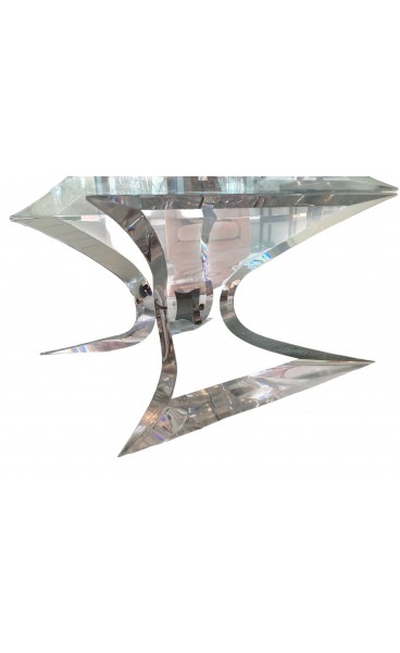 1970s "Lion in Frost" Lucite and Glass Coffee Table (Signed)