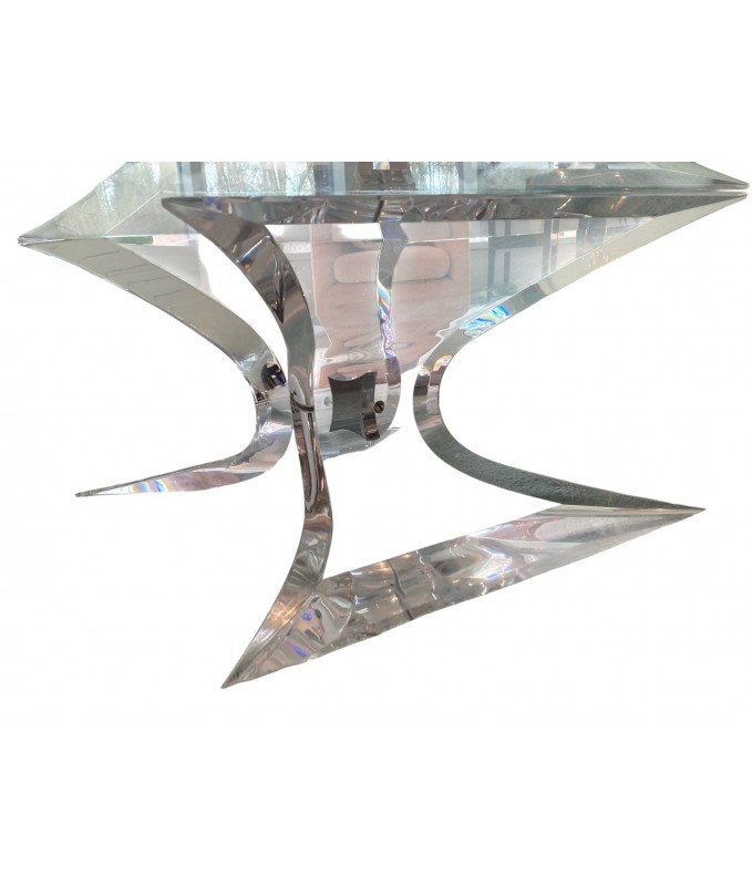1970s "Lion in Frost" Lucite and Glass Coffee Table (Signed)
