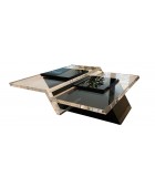 1970s Mid-Century Modernist Black & Clear Lucite Two-Level Rectilinear Cocktail Table