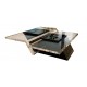 1970s Mid-Century Modernist Black & Clear Lucite Two-Level Rectilinear Cocktail Table