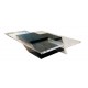 1970s Mid-Century Modernist Black & Clear Lucite Two-Level Rectilinear Cocktail Table