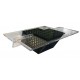 1970s Mid-Century Modernist Black & Clear Lucite Two-Level Rectilinear Cocktail Table