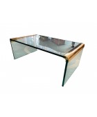 1970s Leon Rosen for Pace Collection Brass & Glass Waterfall Coffee Table