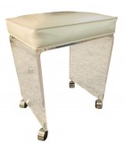1970s Postmodern Waterfall Lucite Vanity Stool by Akko (With Leather Seat)