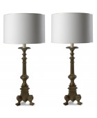 Pair of Gold Candle Stick Lamps