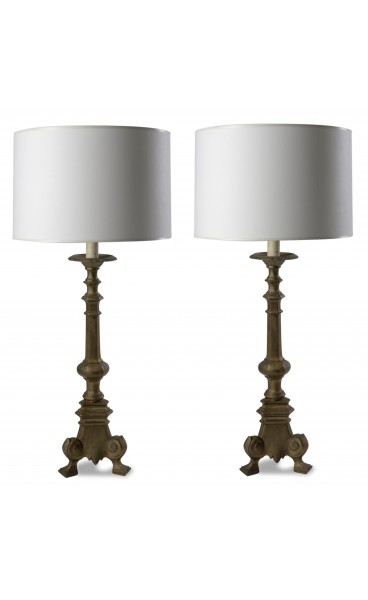 Pair of Gold Candle Stick Lamps