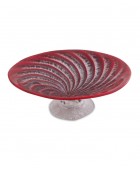 Footed Red Spiral Dish