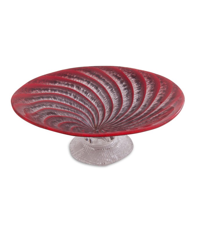 Footed Red Spiral Dish Footed Red Spiral Dish